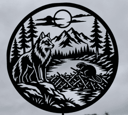Wolf and Beaver Wilderness Wall Art Decor.stl 3d model