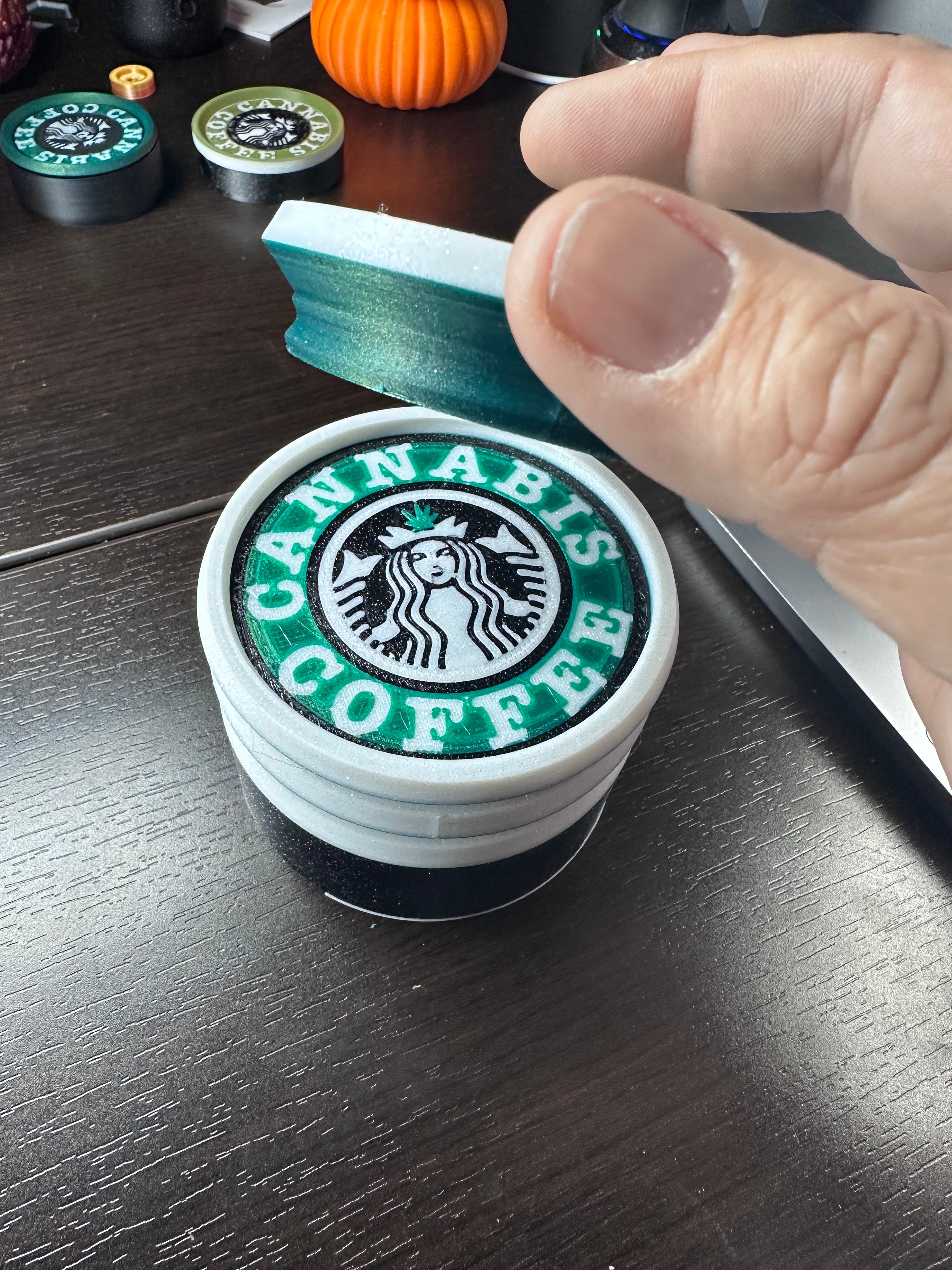 Cannab*s & Coffee - Coaster, Stash, Set. Threaded and stackable 3d model