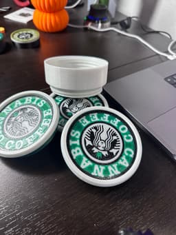 Cannab*s & Coffee - Coaster, Stash, Set. Threaded and stackable 3d model