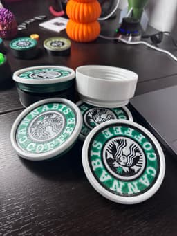 Cannab*s & Coffee - Coaster, Stash, Set. Threaded and stackable 3d model