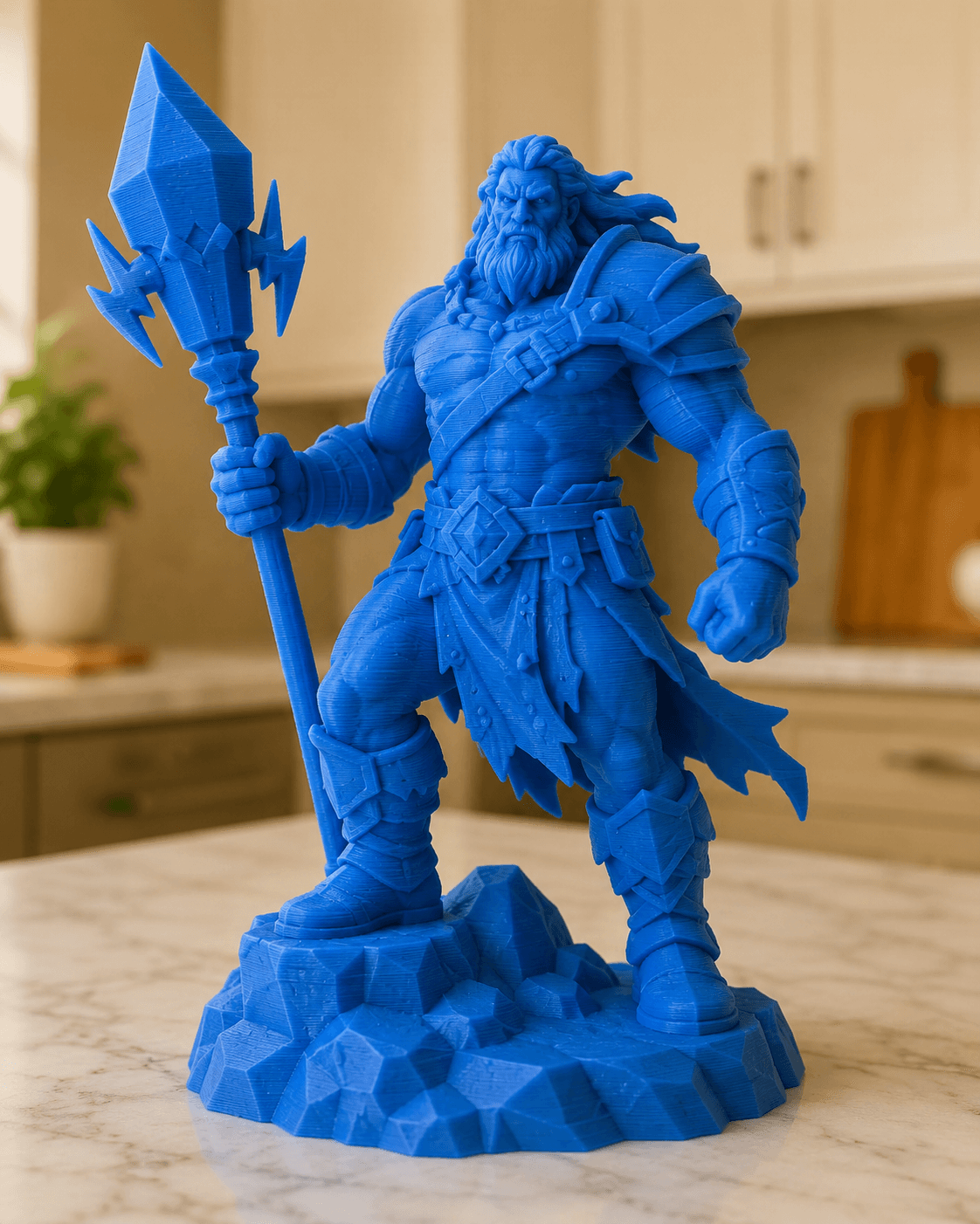 Blue Crystal Spear Warrior STL 3d model