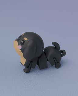 Kawaii Springy Flexi Dachshund Dog Toy Keychain(Multicolor) 3d model