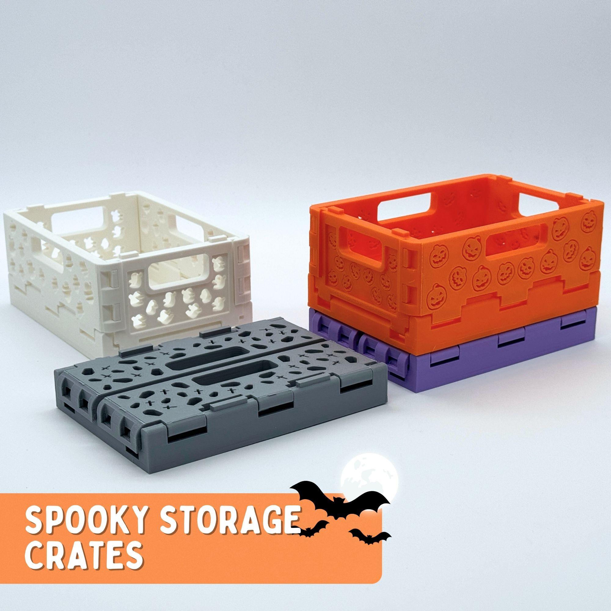 3D Printable Storage Crate Spooky Crates (4 Different Patterns) 3d model