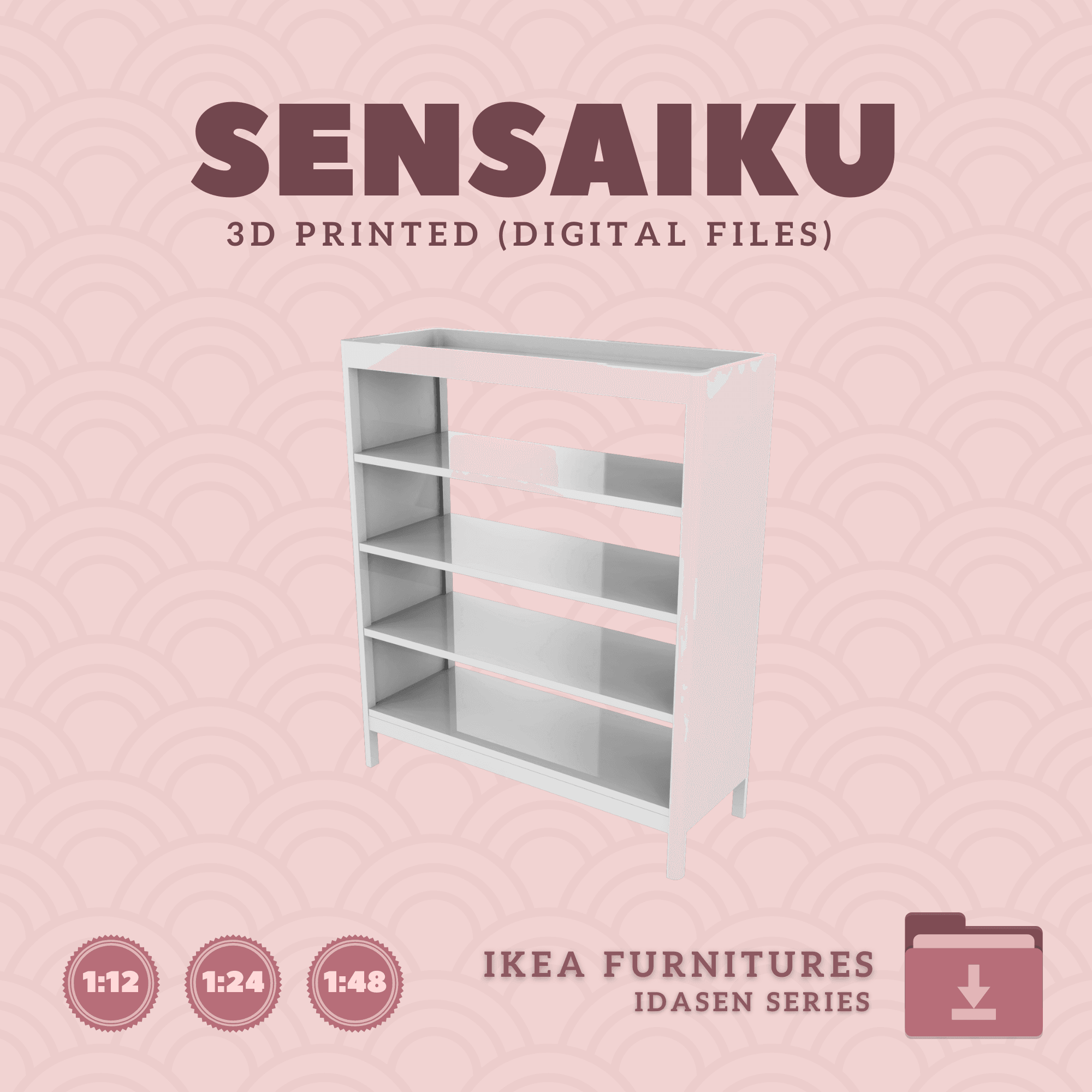 Miniature Replica 02. IDASEN Shelf Unit for Miniature Dollhouse - IKEA - 3D Print Instant Download 3d model