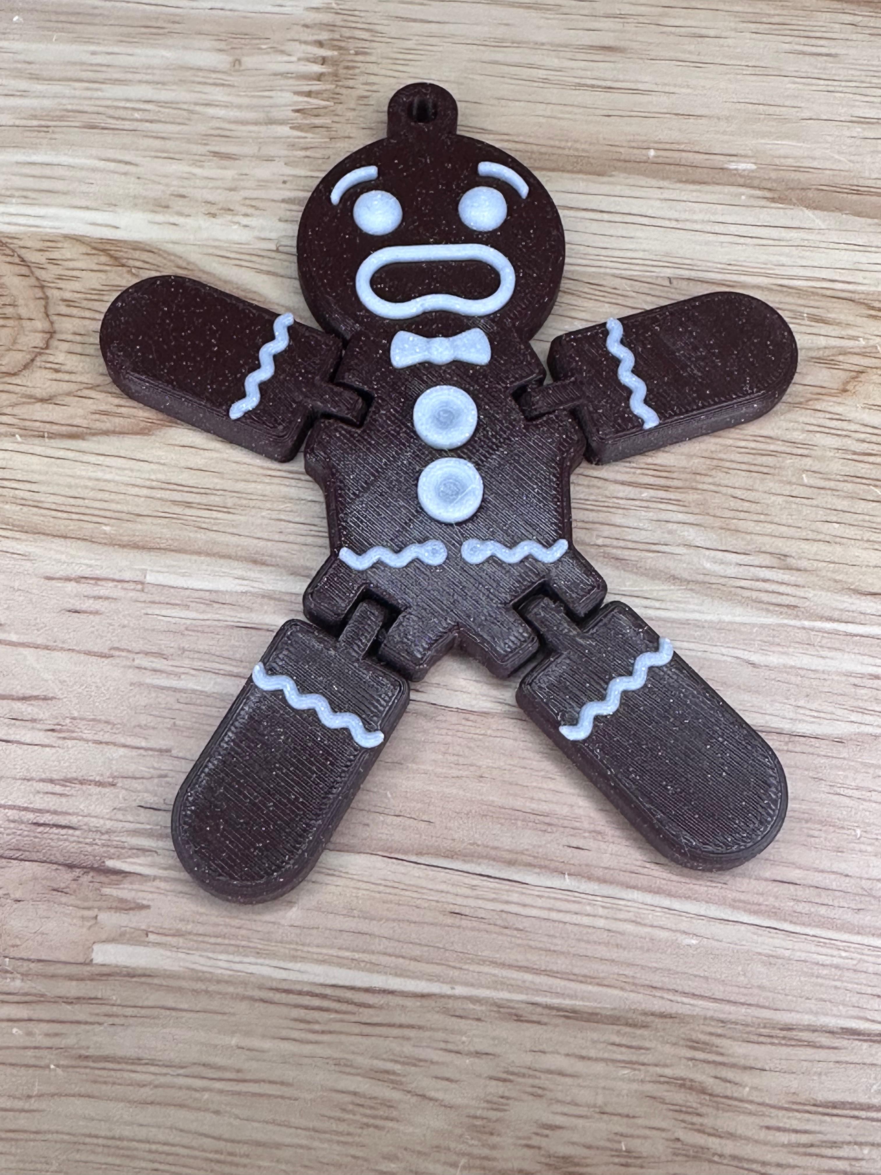 ARTICULATED, GINGERBREAD MAN, PRINT IN PLACE, POSABLE CHRISTMAS, "SCARED" 3d model