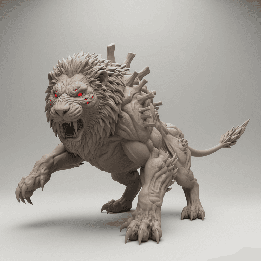 Cursed Lion Guardian Creature Printable STL Model 3d model