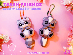 Trash Friends (Raccon + Skunk) + BONUS STICKER 3d model
