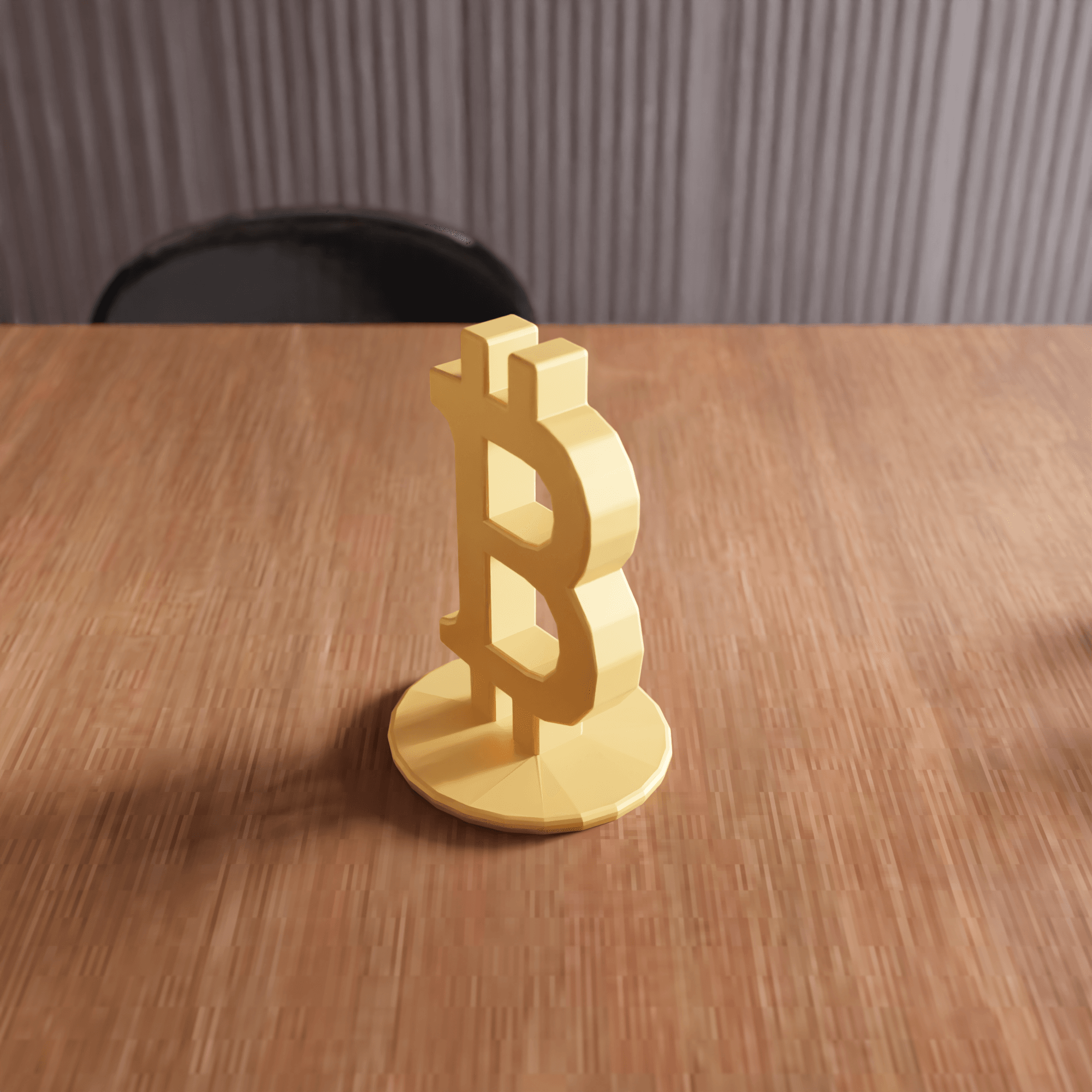 Bitcoin Crypto Low-Poly Desktop Statue 3d model
