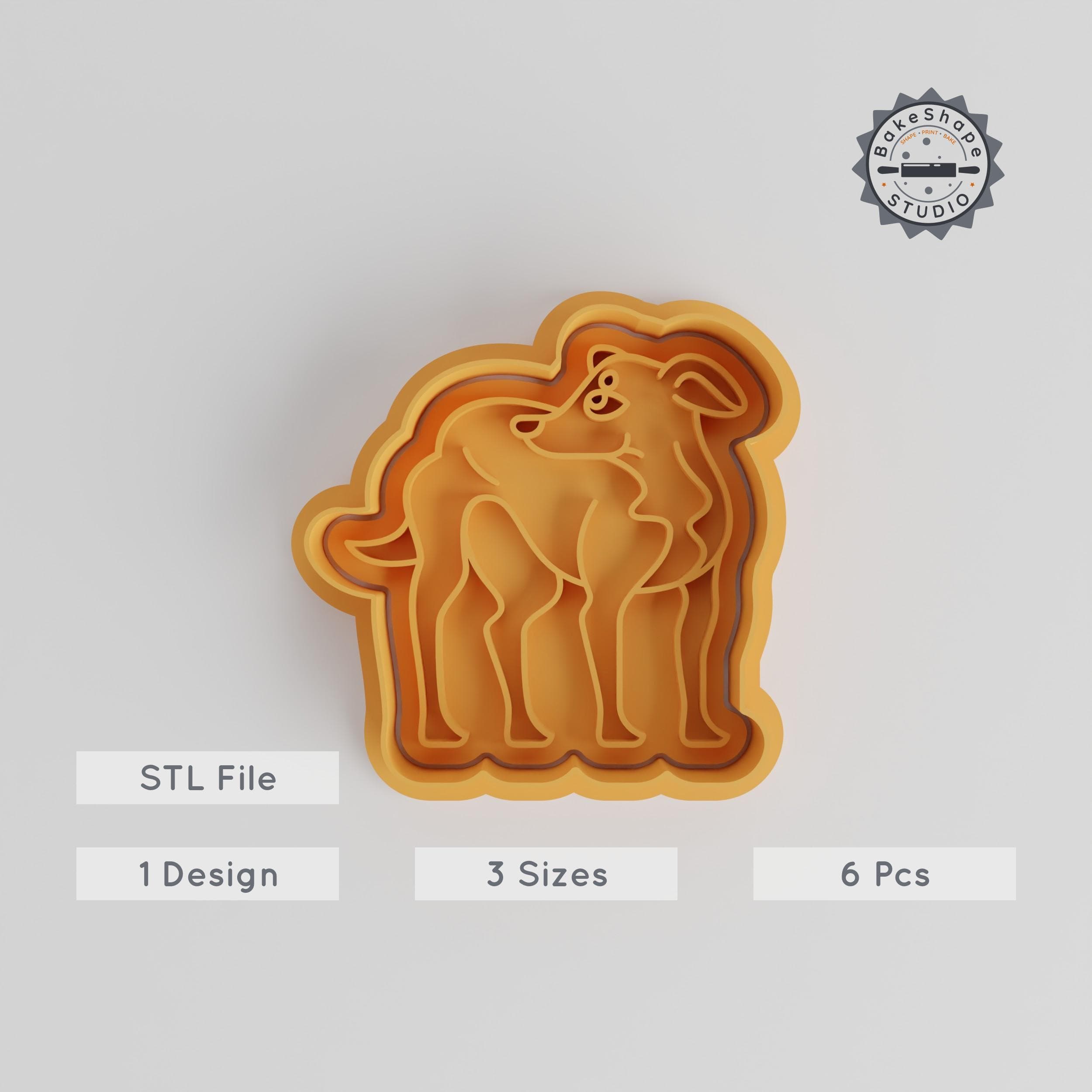 Greyhound Cookie Cutter & Stamp, Canine Breed Dessert Tool, 6 Piece Set, Perfect for Cookies and Fondant, Sizes S/M/L PRODUCT_5339 3d model