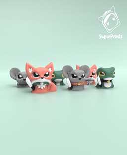 Forest Critters (Fox, Mouse & Frog) - Easy Multicolor FDM RPG Minis (No supports) 3d model