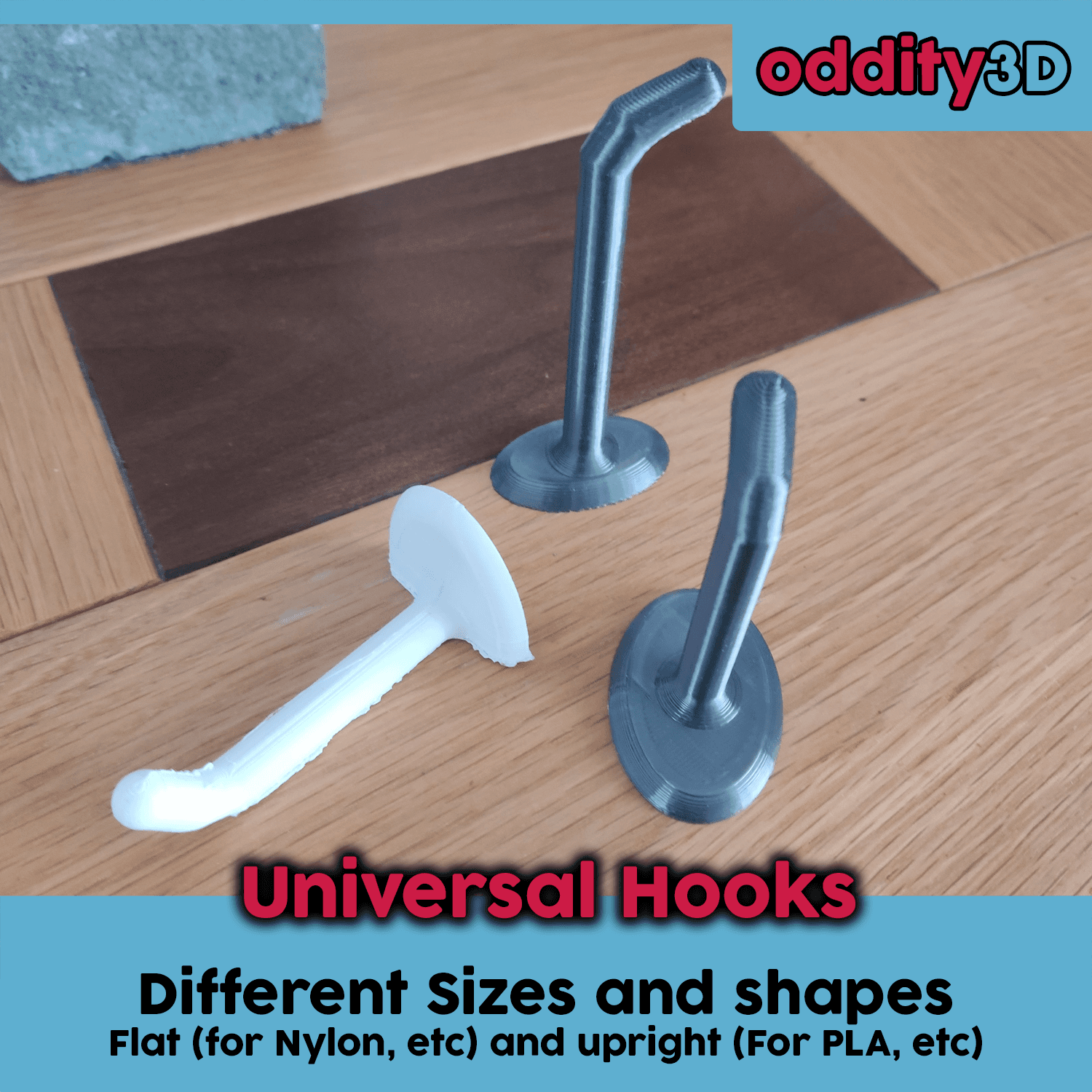 Universal Hooks (multiple sizes) 3d model