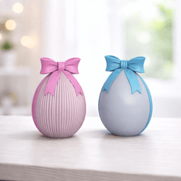 Easter Bow Egg Set | Striped & Smooth Ribbon Egg | Spring Home Accent 3d model