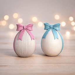 Easter Bow Egg Set | Striped & Smooth Ribbon Egg | Spring Home Accent 3d model