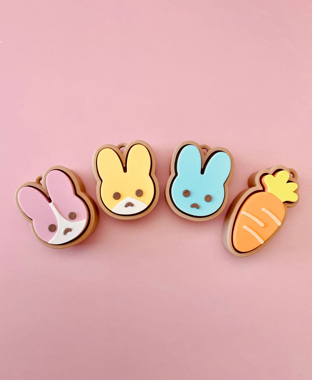 Bunny and Carrot Clicker Keychain Fidget Toy Bundle 3d model