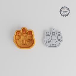 Pirate Ship Shape Cutter & Stamp Set, Cookie & Fondant Tool, Buccaneer Vessel Design, 6 Pieces, 3 Sizes, Nautical Pirate Theme PRODUCT_3253 3d model