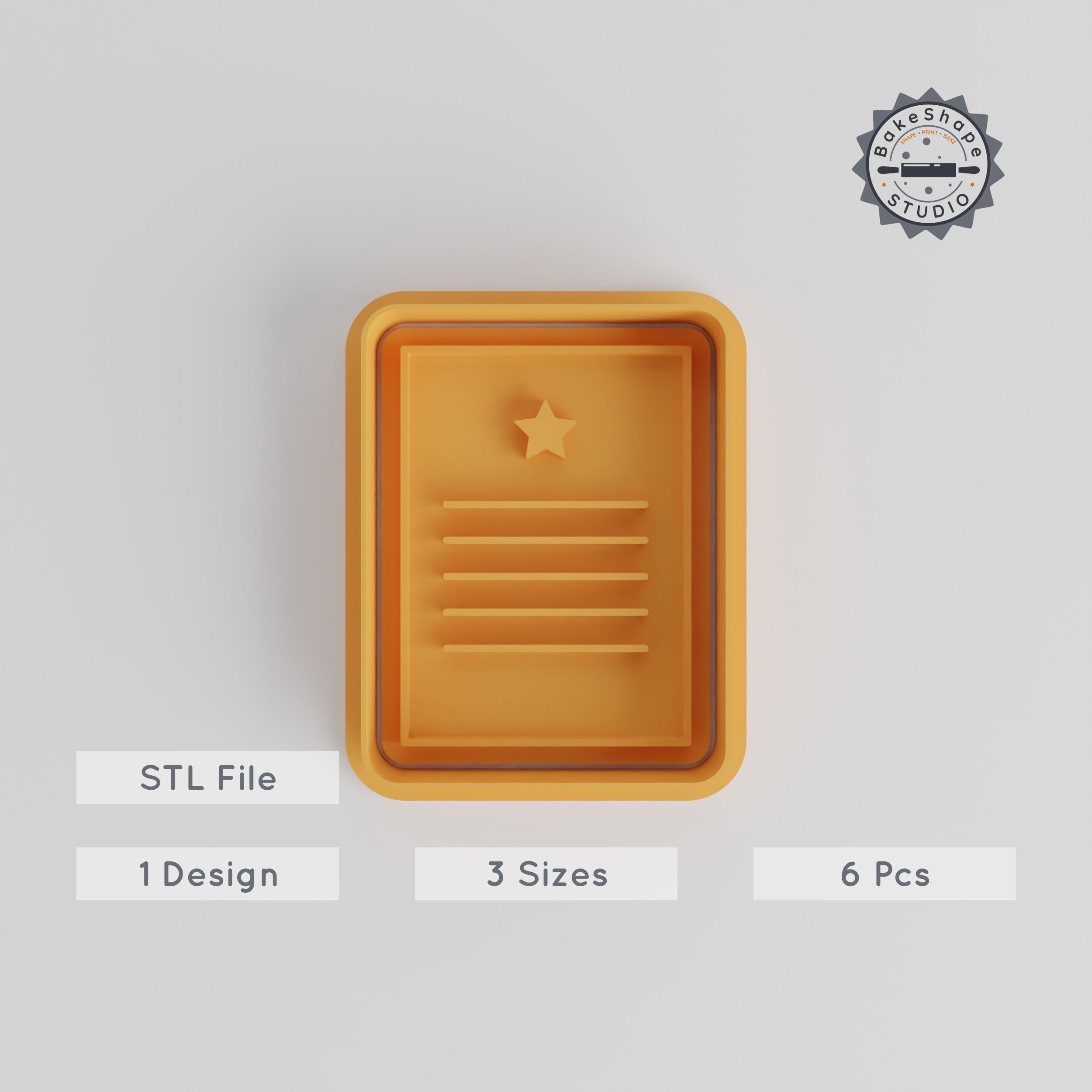 Certificate Shape Cutter & Stamp Set, Perfect for Cookies & Fondant, Includes Diploma Design in S/M/L, 6-Piece Collection PRODUCT_2912 3d model