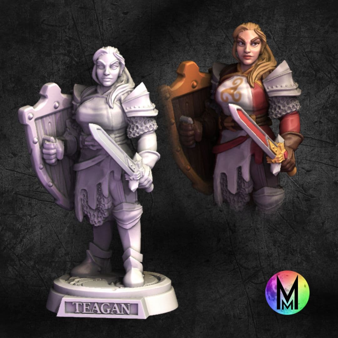 Female Warrior - Teagan the Human Fighter (Female Fighter with sword and shield ) 3d model