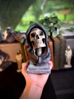 Hooded skull statue and bookends 3d model