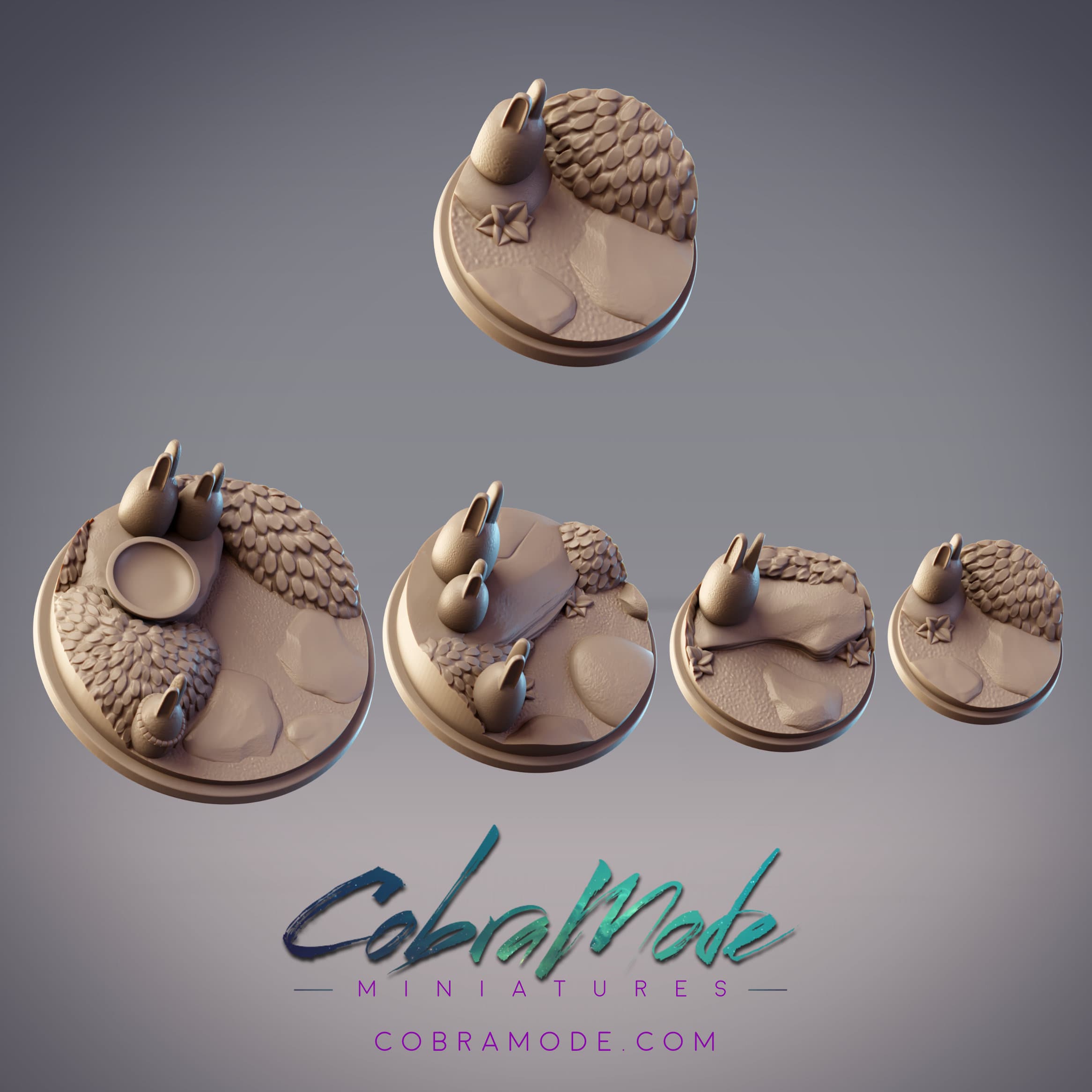 Bunny Statues Base Pack (4pcs) 3d model