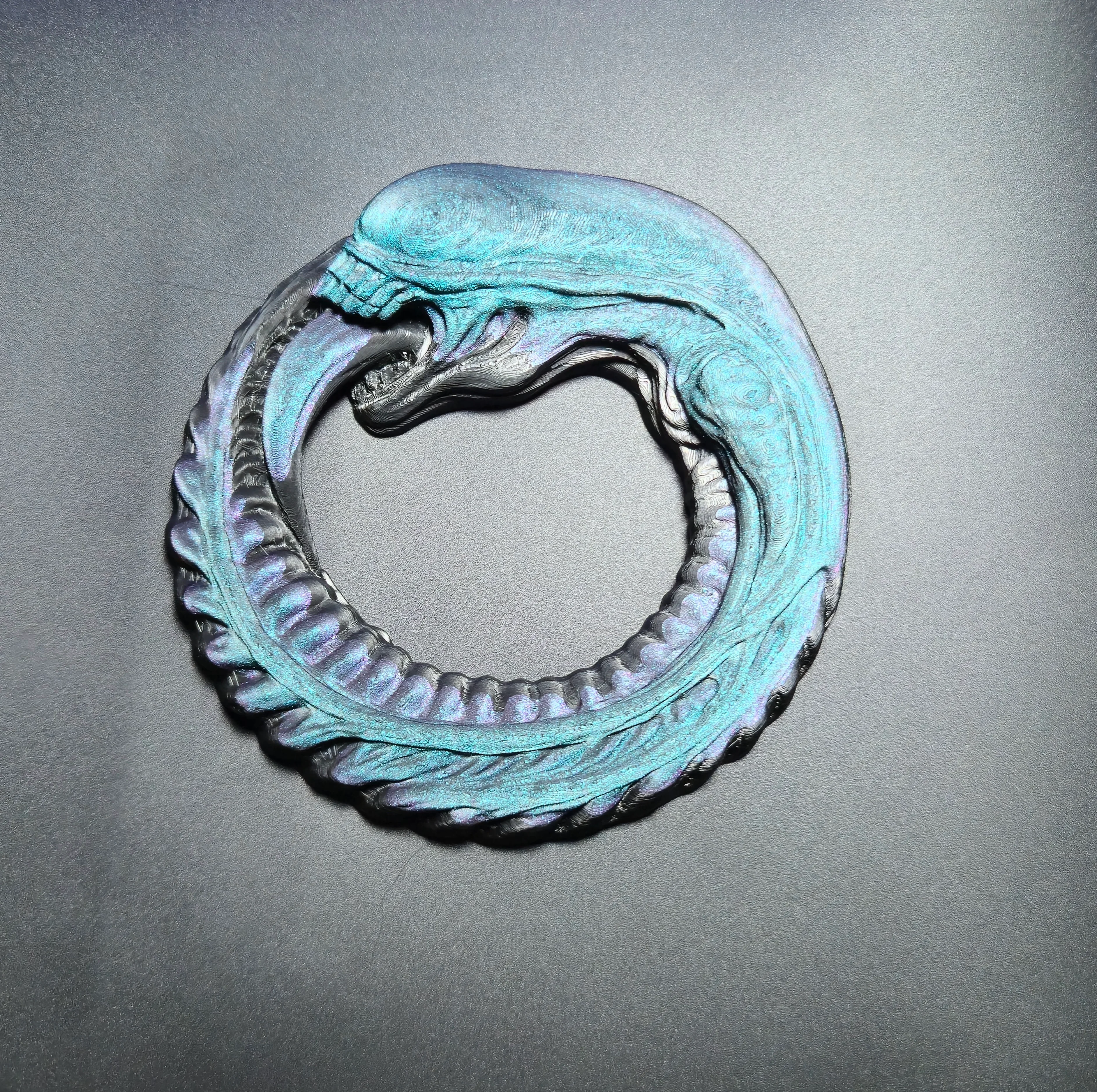 Alien Ouroboros Wall Art - Biomechanical Giger Style Decoration 3d model
