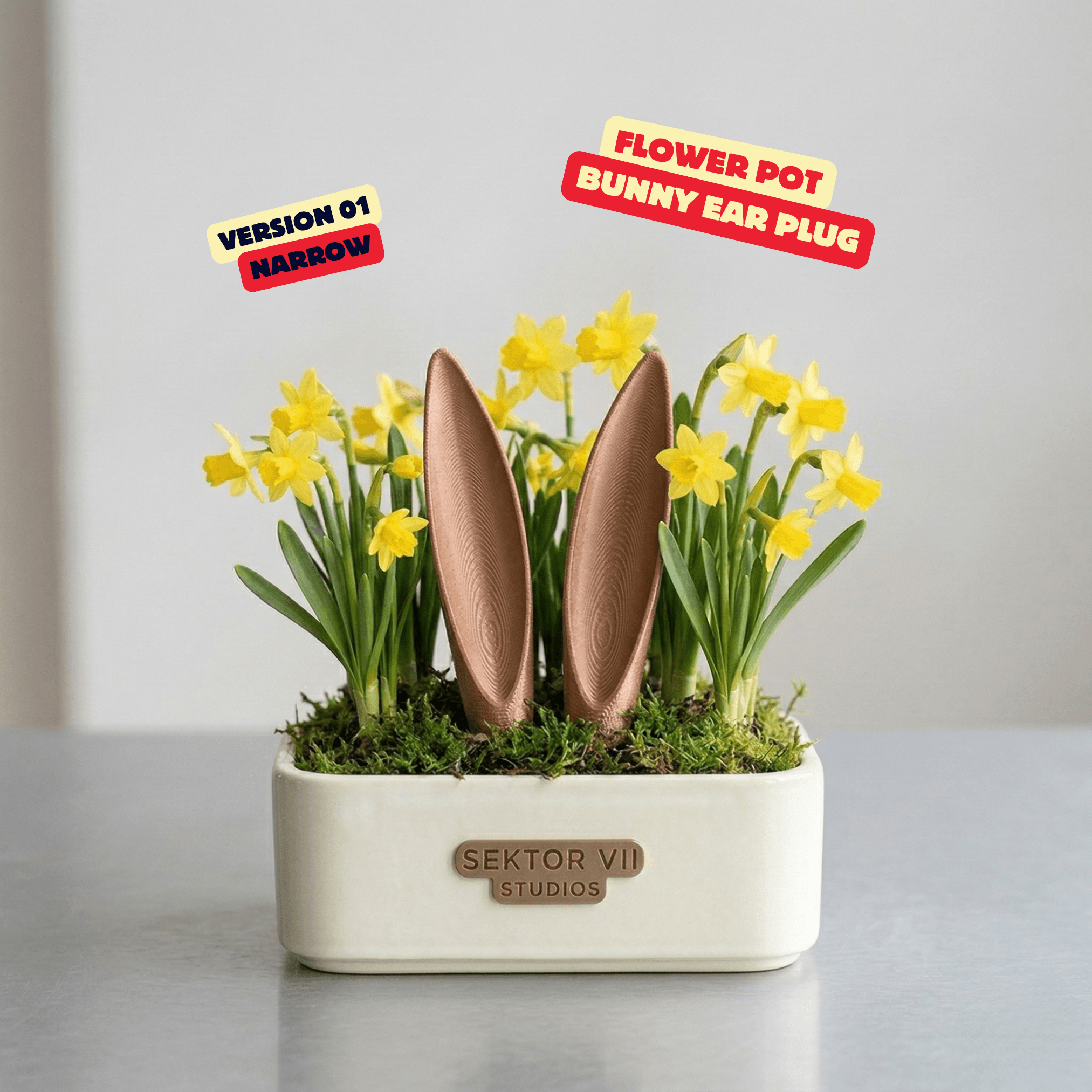 BUNNY EAR FLOWER POT PLUG (NARROW) / CUTE EASTER DECOR / BUNNY EAR / PLANTER DECO / CUTE BUNNY EARS 3d model