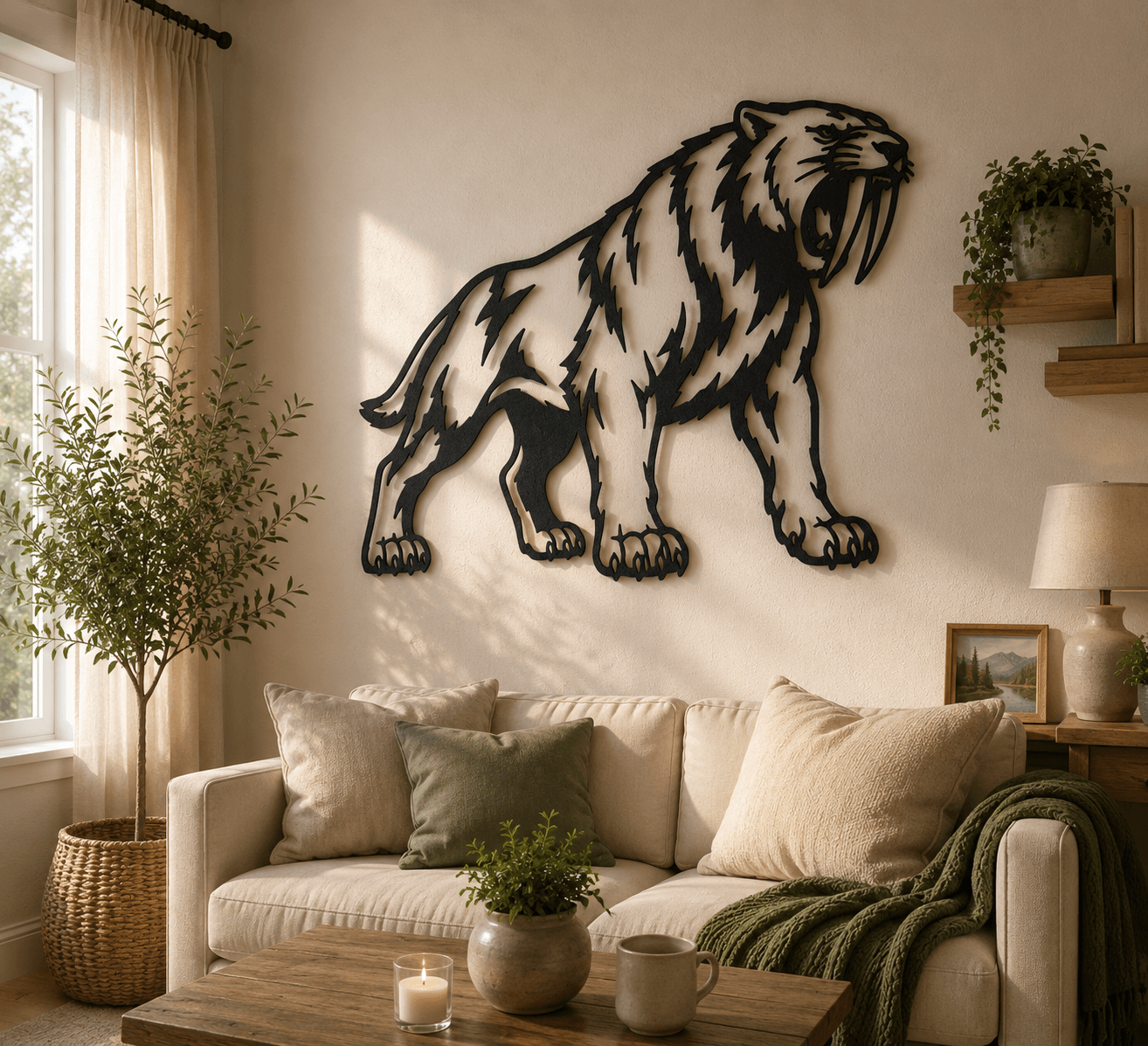 Saber Tooth Tiger 2D Wall Art Decor.stl 3d model