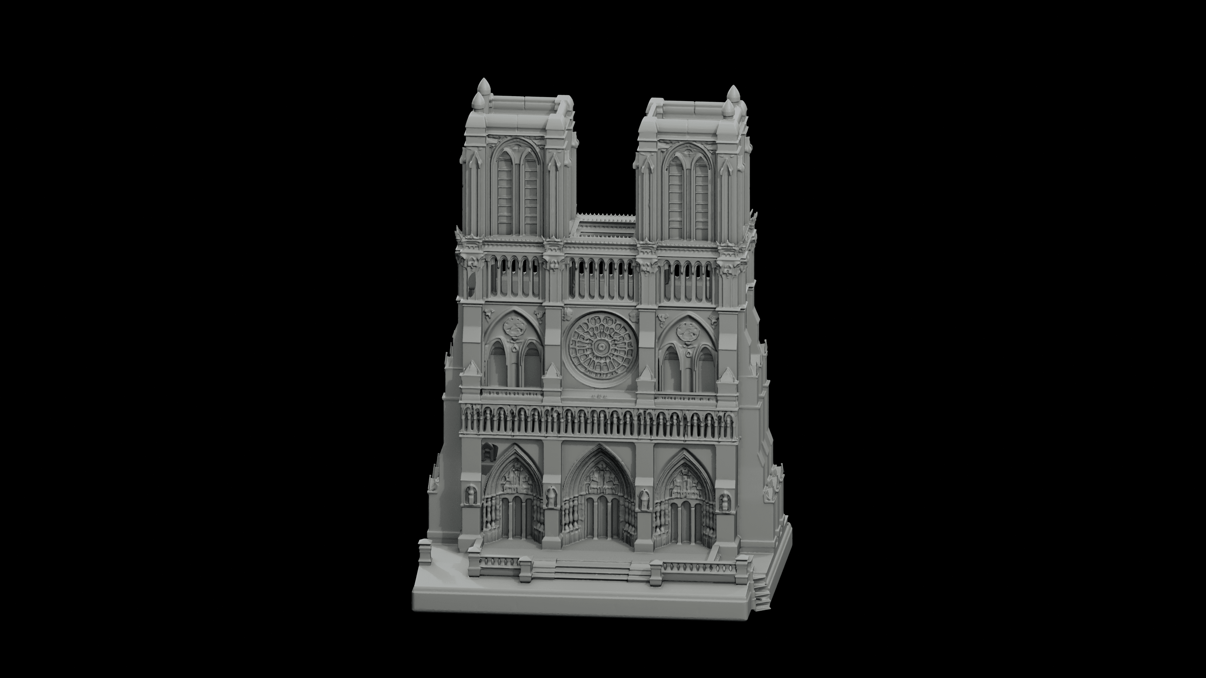 Notre Dame Gothic Facade STL - Printable Landmark Desk Miniature 3d model