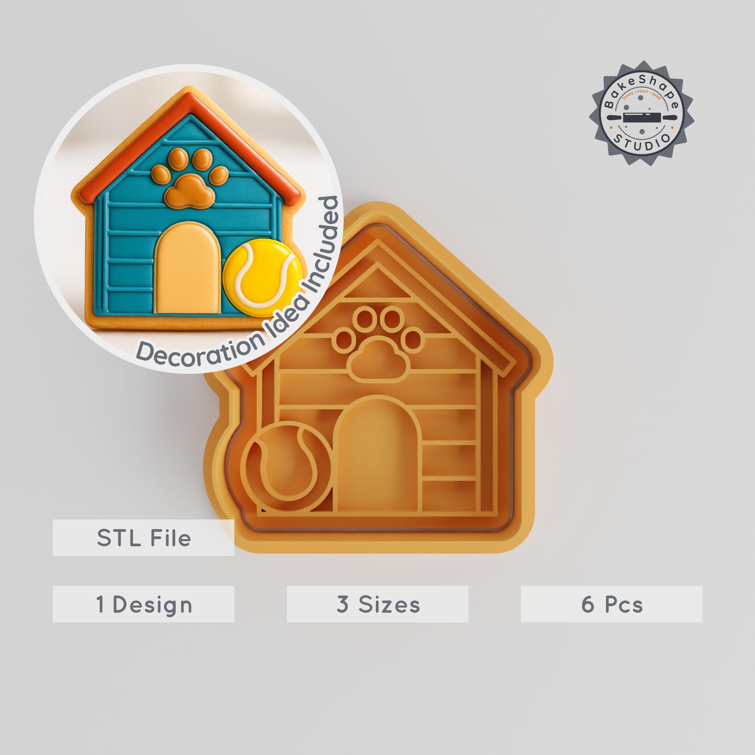 Doghouse Cookie Cutter & Stamp Set, Includes 6 Pieces, Perfect for Cookies & Fondant, S/M/L Sizes PRODUCT_2692 3d model