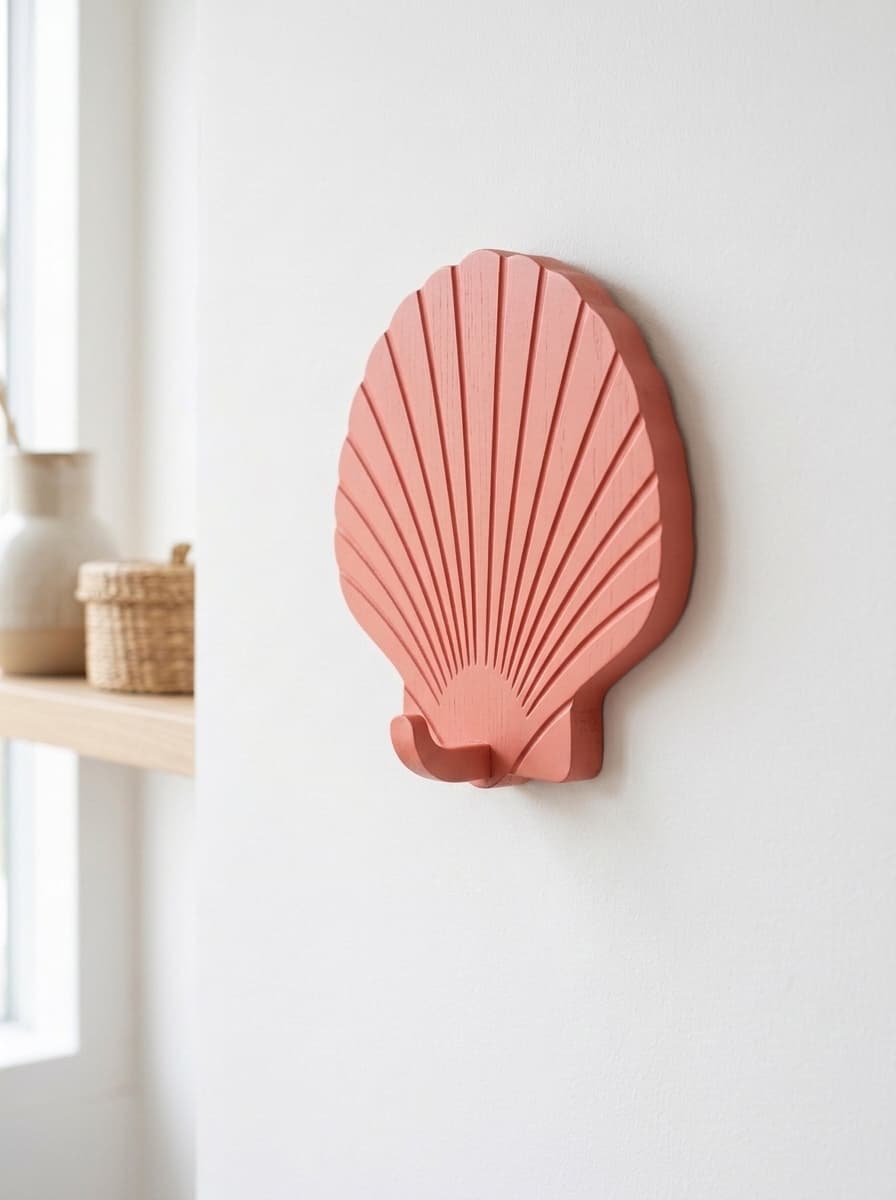 Scallop Seashell Wall Hook - Coastal Decor Towel Hanger STL 3d model