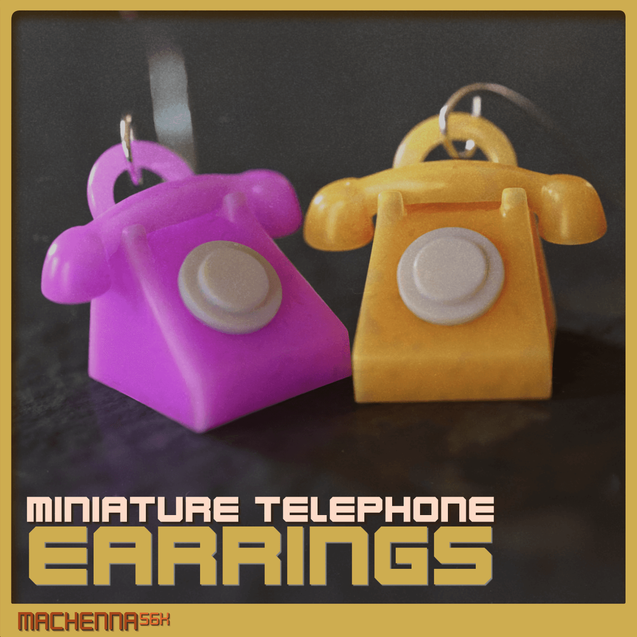 Miniature Telephone Earrings 3d model