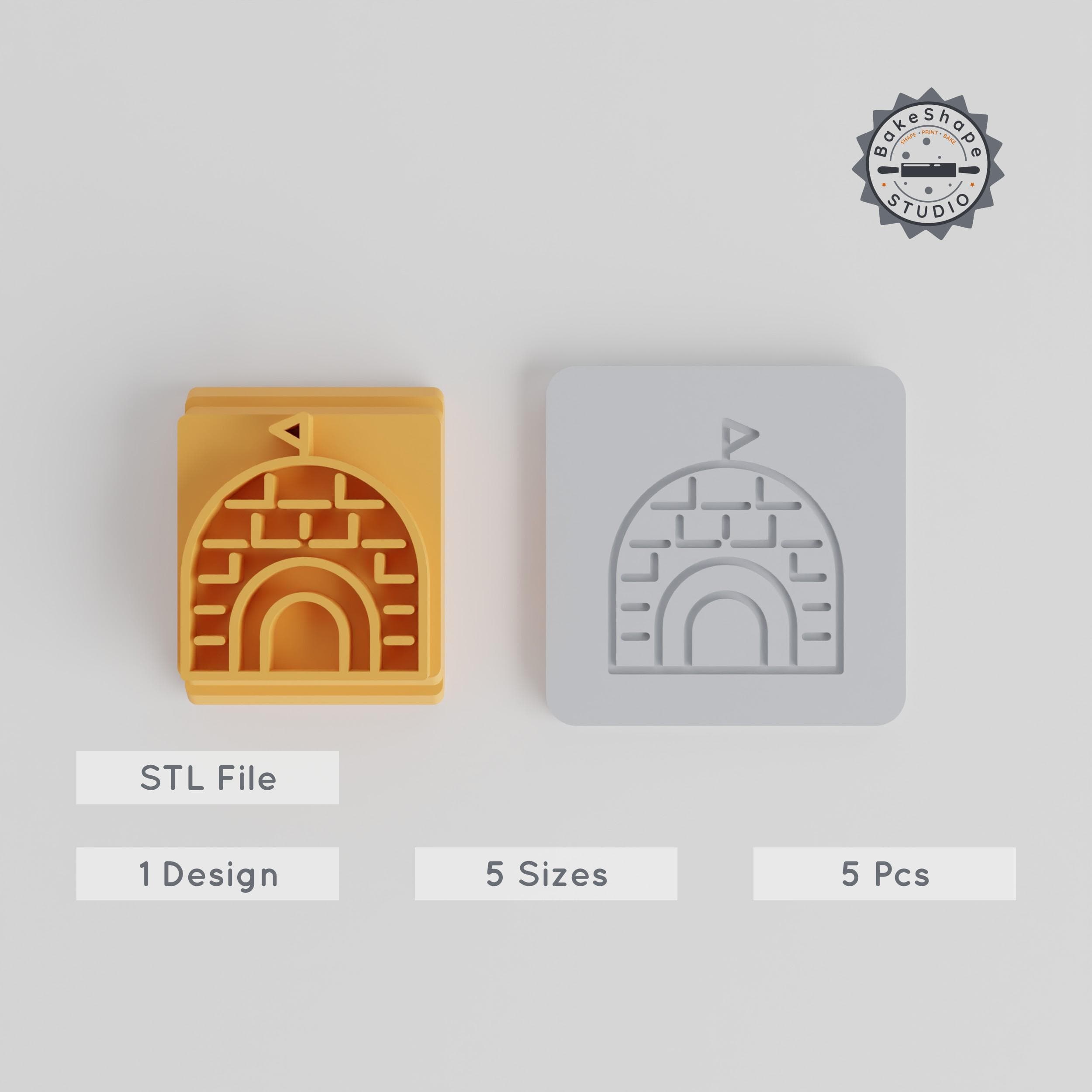 Igloo Stamp Tile Set, 5 Size Motif for Clay, Cookies & Fondant, Arctic Dome & Snow House Designs PRODUCT_5429 3d model