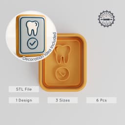 Dental Check Shape Cutter & Stamp Set, Cookie & Fondant Stencils, Dentist Exam, 3 Sizes S/M/L, Healthcare Baking Tool PRODUCT_492 3d model