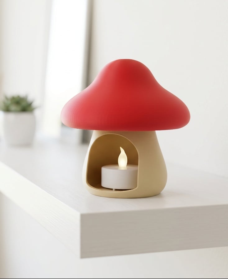 Minimalist Mushroom LED Candle Holder for Tealights 3d model