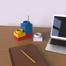 Building Block Organizer  - A render of the model on a desk