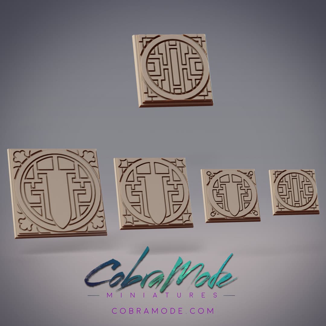 Geometric Key Square Base Pack (4pcs) 3d model
