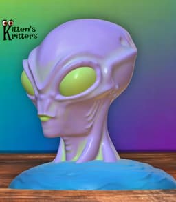 aqua alien bust figurine water being home decor 3d model