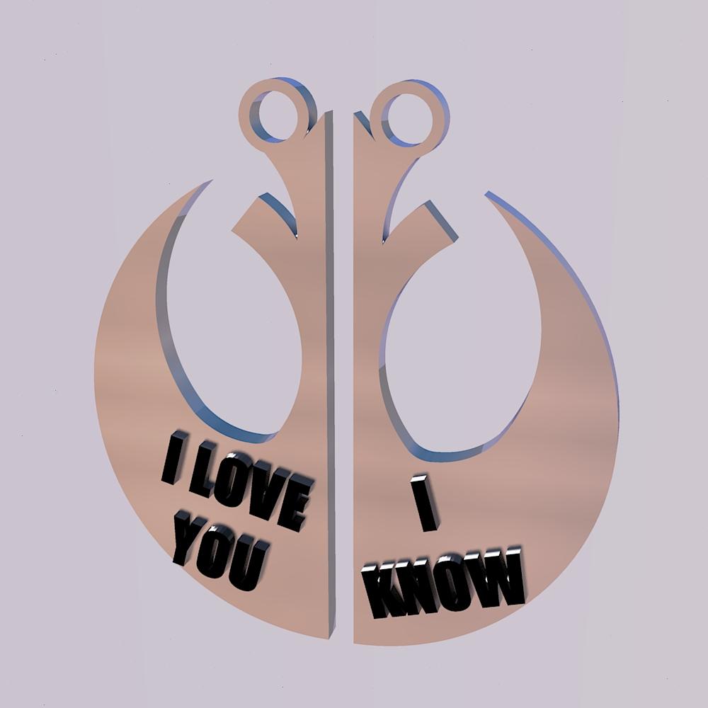 Star Wars "I Love You" and "I Know" Necklace Set 3d model
