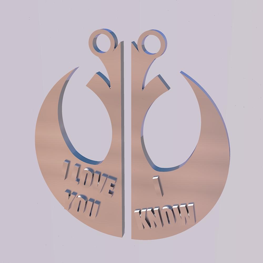 Star Wars "I Love You" and "I Know" Necklace Set 3d model