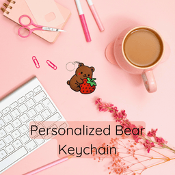 Free Bear & Strawberry Keychain STL | 3D Print File with NFC/Magnet Pocket + 4 Charms 3d model