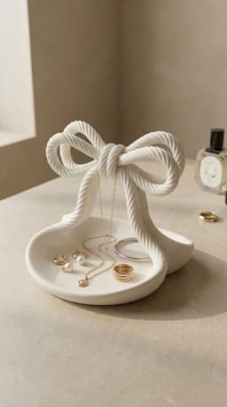 Sculptural Bow Rope Jewelry Tray – Coquette Home Decor Catchall 3d model