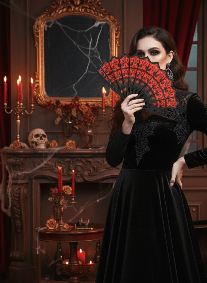 Halloween Spider Web Hand Fan 3d model