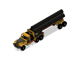 Yellow Zil Pipe Truck with Movements 3d model