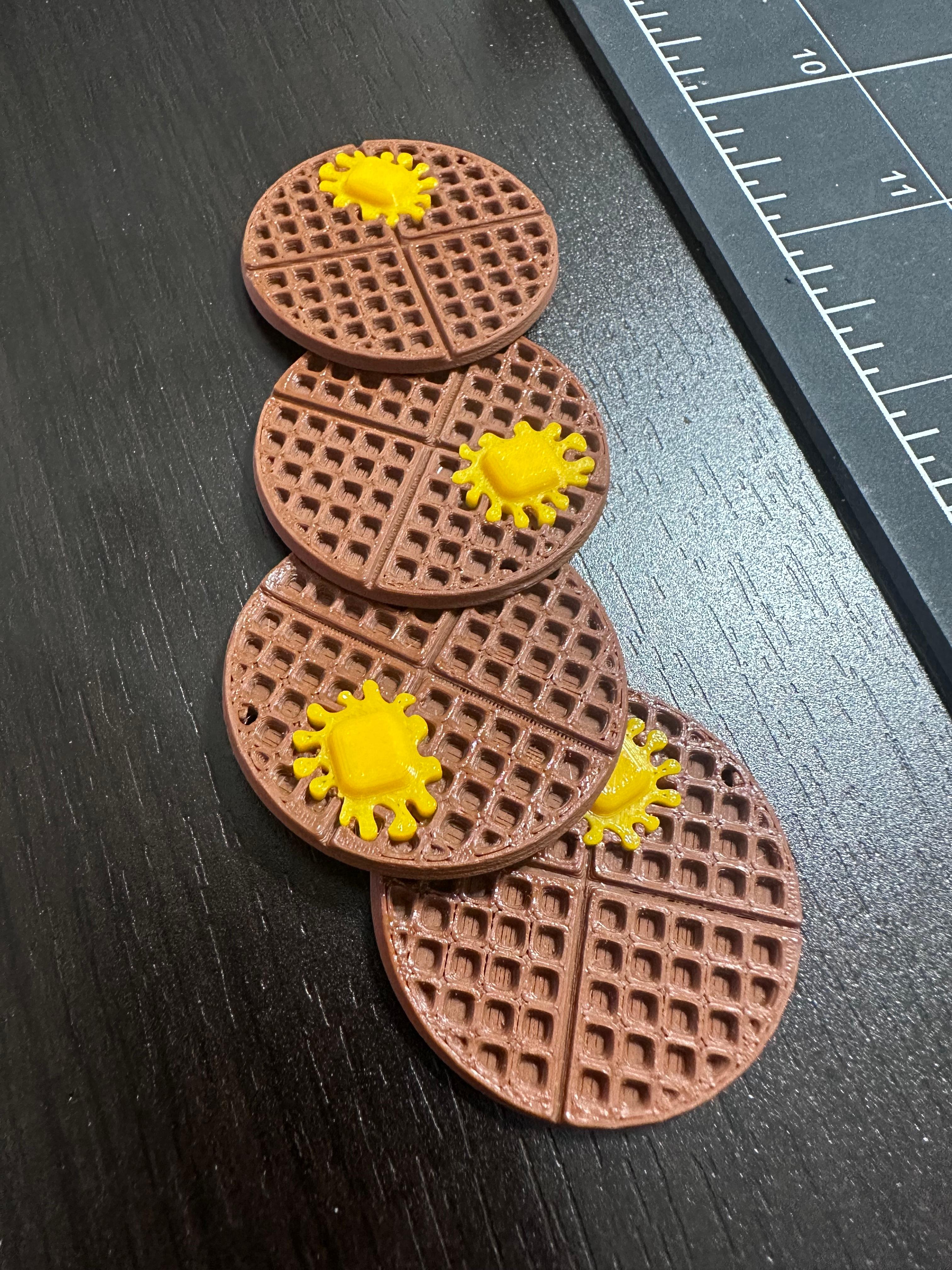 Waffle KeyChain and Earrings with Butter 3d model