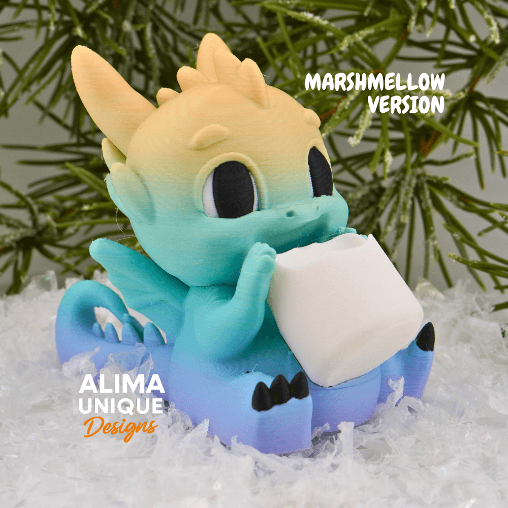 Hungry Baby Dragon eating Marshmallow / Deco / Christmas Ornament 3d model