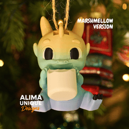 Hungry Baby Dragon eating Marshmallow / Deco / Christmas Ornament 3d model