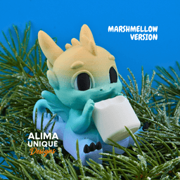 Hungry Baby Dragon eating Marshmallow / Deco / Christmas Ornament 3d model