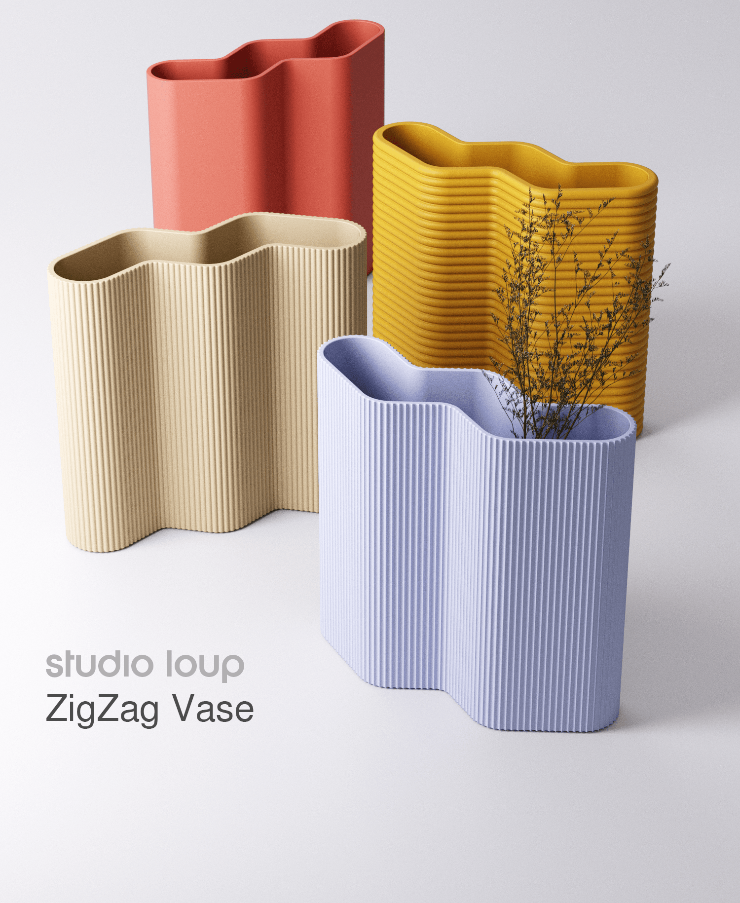 Zigzag Vase (4 Textures included) 3d model