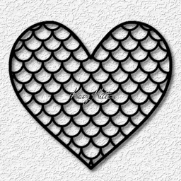 mermaid scales heart wall art dragon scale home decor 3d model