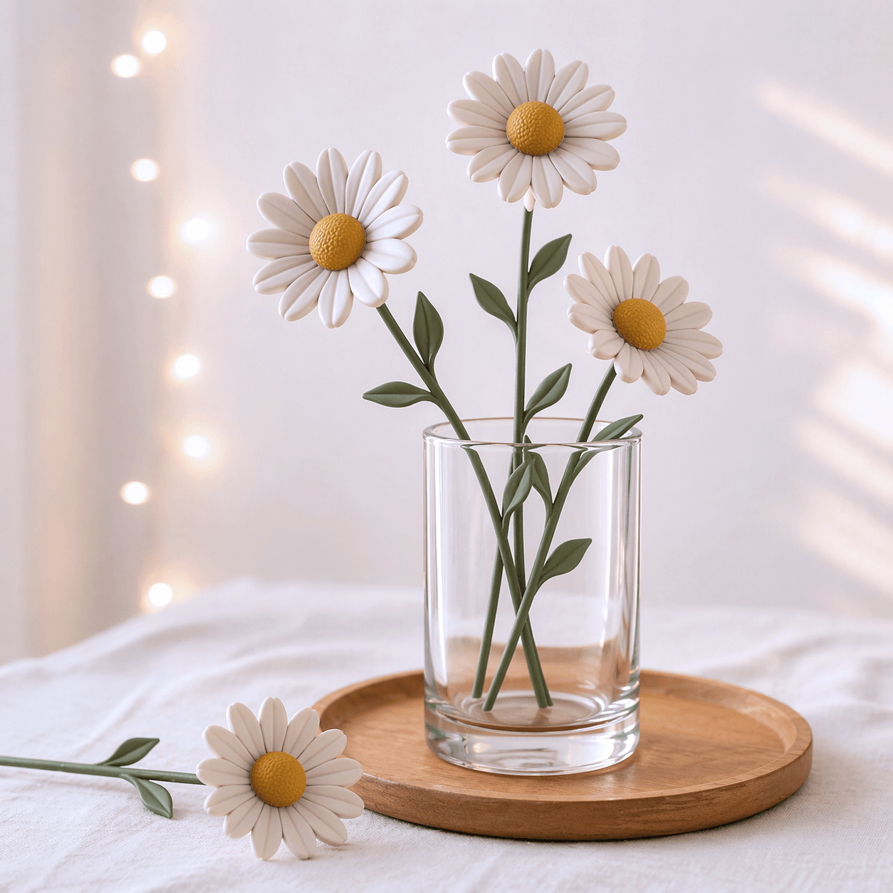 Daisy Floral Decor | Flower Head & Stem – Modular Assembly 3d model
