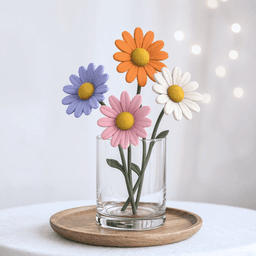 Daisy Floral Decor | Flower Head & Stem – Modular Assembly 3d model